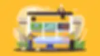 building a website illustration with construction workers